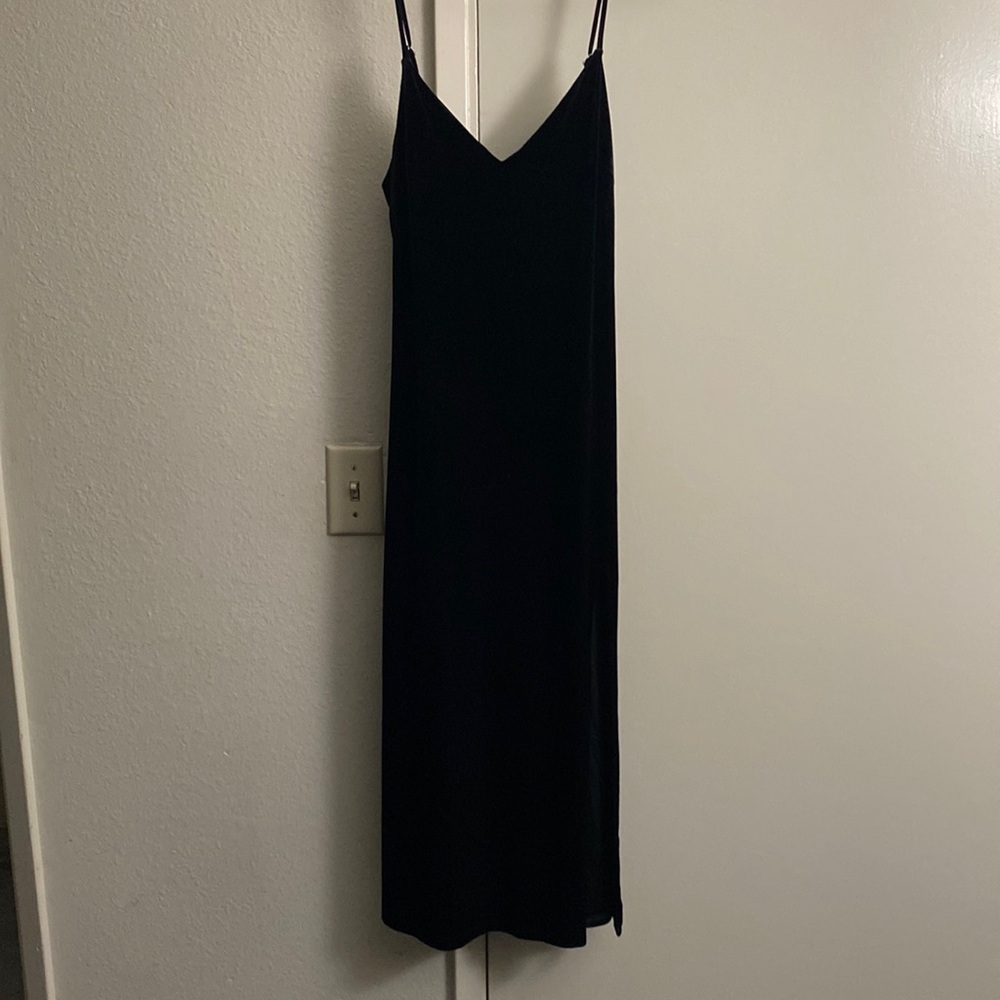 Velvet Black slip dress with slit